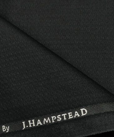 J.Hampstead Men's Polyester Viscose Structured Unstitched Suiting Fabric (Black)