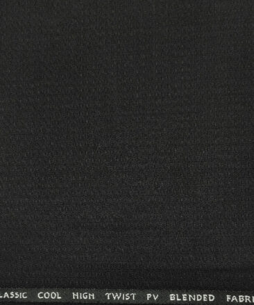 J.Hampstead Men's Polyester Viscose Structured Unstitched Suiting Fabric (Black)