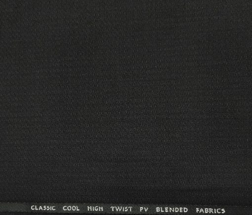 J.Hampstead Men's Polyester Viscose Structured Unstitched Suiting Fabric (Black)