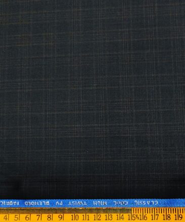 J.Hampstead Men's Polyester Viscose Checks Unstitched Suiting Fabric (Dark Blue)