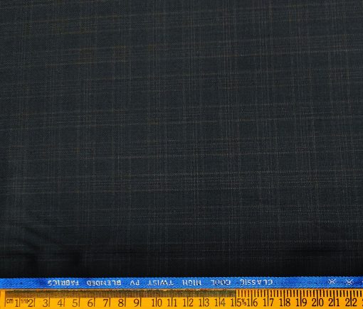 J.Hampstead Men's Polyester Viscose Checks Unstitched Suiting Fabric (Dark Blue)