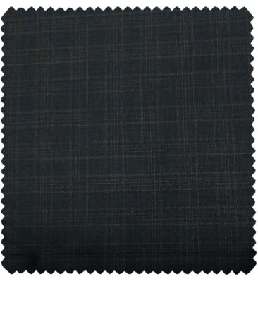 J.Hampstead Men's Polyester Viscose Checks Unstitched Suiting Fabric (Dark Blue)