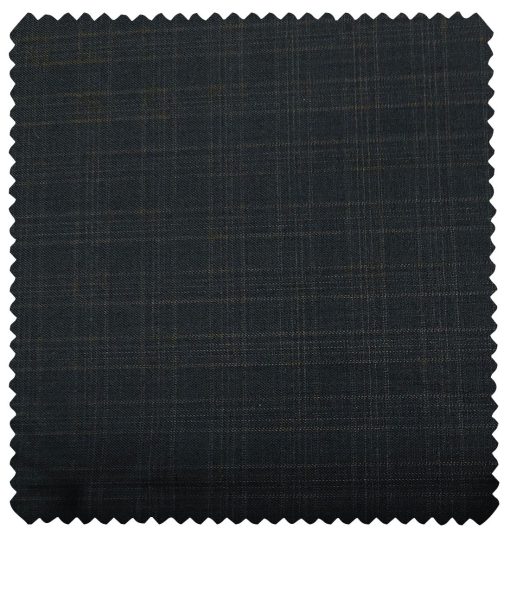 J.Hampstead Men's Polyester Viscose Checks Unstitched Suiting Fabric (Dark Blue)