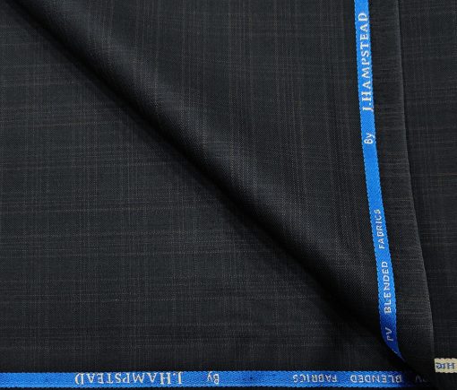 J.Hampstead Men's Polyester Viscose Checks Unstitched Suiting Fabric (Dark Blue)