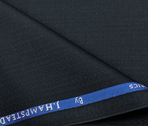 J.Hampstead Men's Polyester Viscose Structured Unstitched Suiting Fabric (Dark Blue)