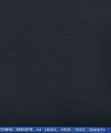 J.Hampstead Men's Polyester Viscose Structured Unstitched Suiting Fabric (Dark Blue)