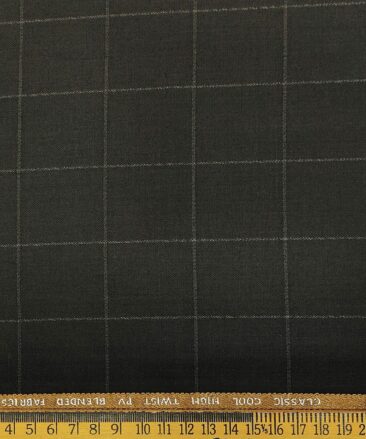 J.Hampstead Men's Polyester Viscose Checks Unstitched Suiting Fabric (Dark Brown)