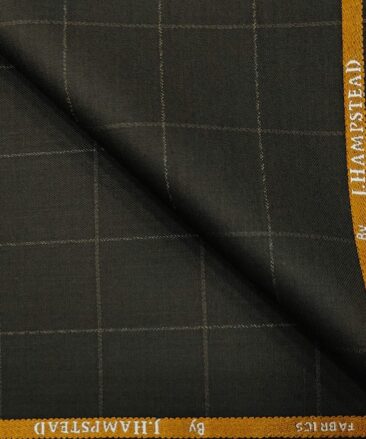 J.Hampstead Men's Polyester Viscose Checks Unstitched Suiting Fabric (Dark Brown)