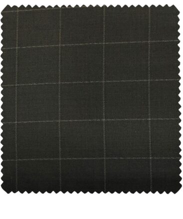 J.Hampstead Men's Polyester Viscose Checks Unstitched Suiting Fabric (Dark Brown)