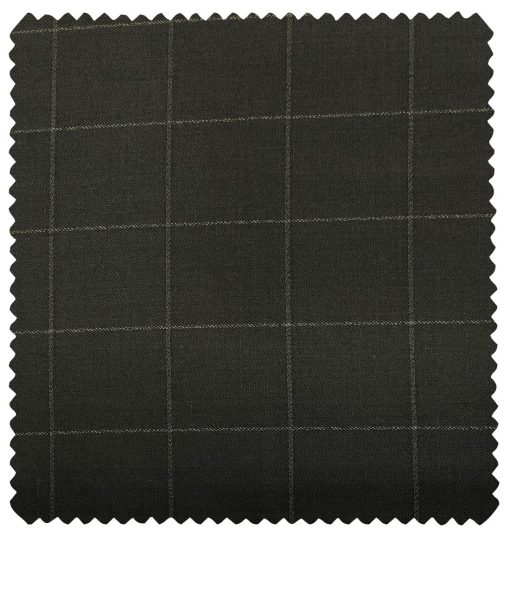 J.Hampstead Men's Polyester Viscose Checks Unstitched Suiting Fabric (Dark Brown)