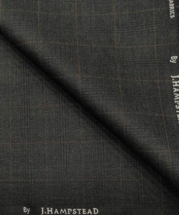 J.Hampstead Men's Polyester Viscose Checks Unstitched Suiting Fabric (Dark Grey)