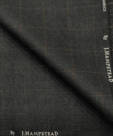 J.Hampstead Men's Polyester Viscose Checks Unstitched Suiting Fabric (Dark Grey)