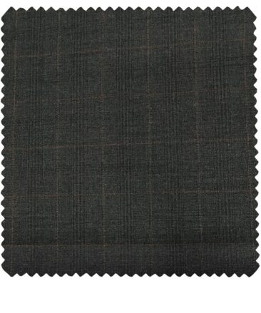 J.Hampstead Men's Polyester Viscose Checks Unstitched Suiting Fabric (Dark Grey)