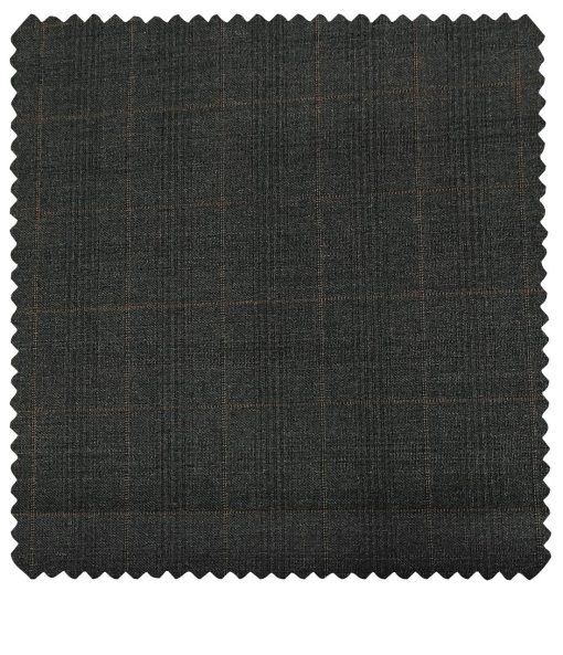 J.Hampstead Men's Polyester Viscose Checks Unstitched Suiting Fabric (Dark Grey)