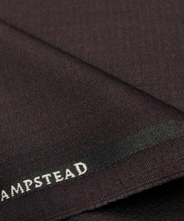 J.Hampstead Men's Polyester Viscose Structured Unstitched Suiting Fabric (Shiny Dark Wine )