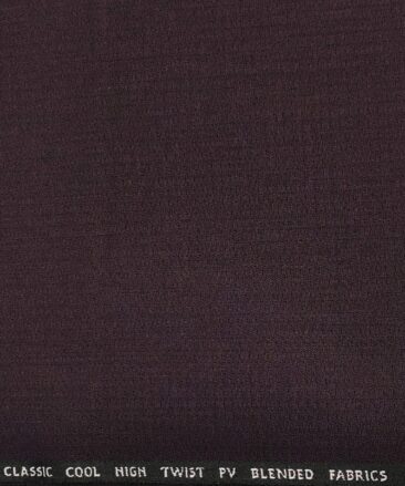 J.Hampstead Men's Polyester Viscose Structured Unstitched Suiting Fabric (Shiny Dark Wine )