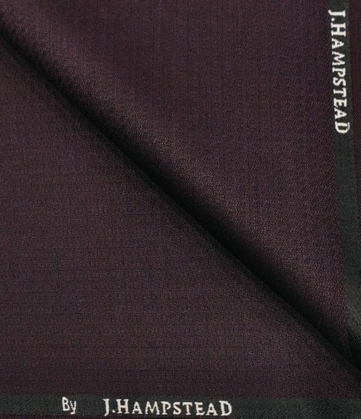 J.Hampstead Men's Polyester Viscose Structured Unstitched Suiting Fabric (Shiny Dark Wine )