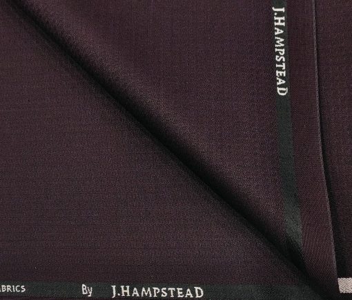 J.Hampstead Men's Polyester Viscose Structured Unstitched Suiting Fabric (Shiny Dark Wine )