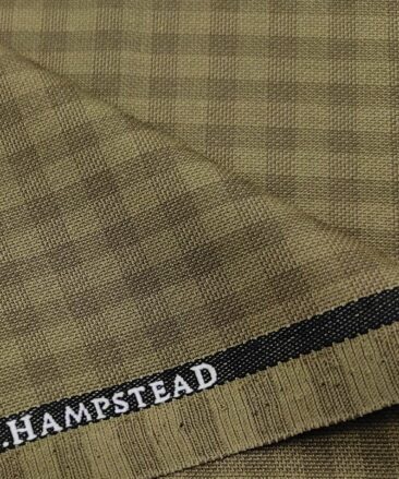 J.Hampstead Men's Polyester Viscose Checks Unstitched Suiting Fabric (Khakhi)