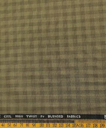 J.Hampstead Men's Polyester Viscose Checks Unstitched Suiting Fabric (Khakhi)