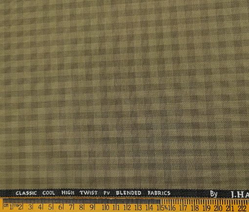 J.Hampstead Men's Polyester Viscose Checks Unstitched Suiting Fabric (Khakhi)