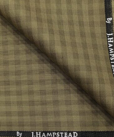 J.Hampstead Men's Polyester Viscose Checks Unstitched Suiting Fabric (Khakhi)