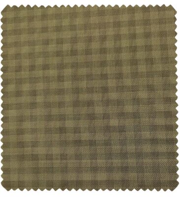 J.Hampstead Men's Polyester Viscose Checks Unstitched Suiting Fabric (Khakhi)