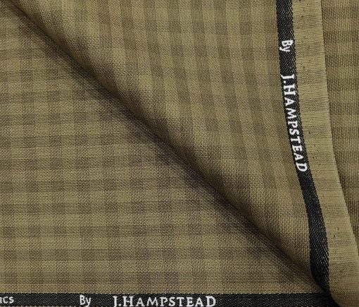 J.Hampstead Men's Polyester Viscose Checks Unstitched Suiting Fabric (Khakhi)