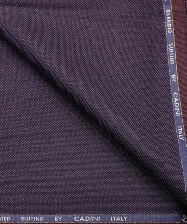 Cadini Italy Men's Wool Structured  Super 90's Unstitched Trouser or Modi Jacket Fabric (Dark Purple