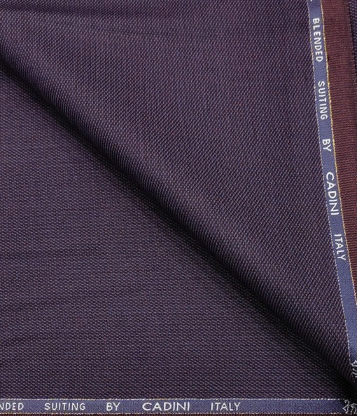 Cadini Italy Men's Wool Structured  Super 90's Unstitched Trouser or Modi Jacket Fabric (Dark Purple