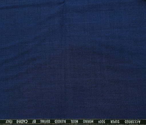 Cadini Italy Men's Wool Checks  Super 100's Unstitched Trouser or Modi Jacket Fabric (Dark Royal Blue