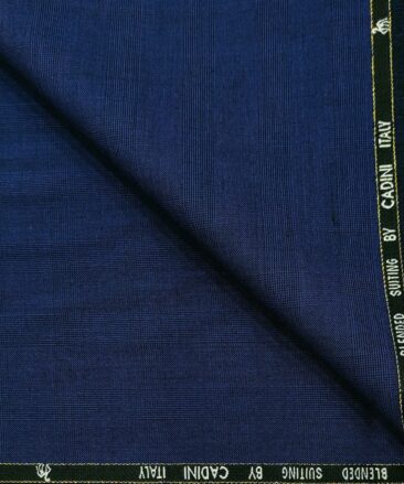 Cadini Italy Men's Wool Checks  Super 100's Unstitched Trouser or Modi Jacket Fabric (Dark Royal Blue