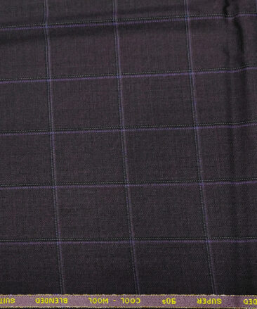 Cadini Italy Men's Wool Checks  Super 90's Unstitched Trouser or Modi Jacket Fabric (Dark Purple