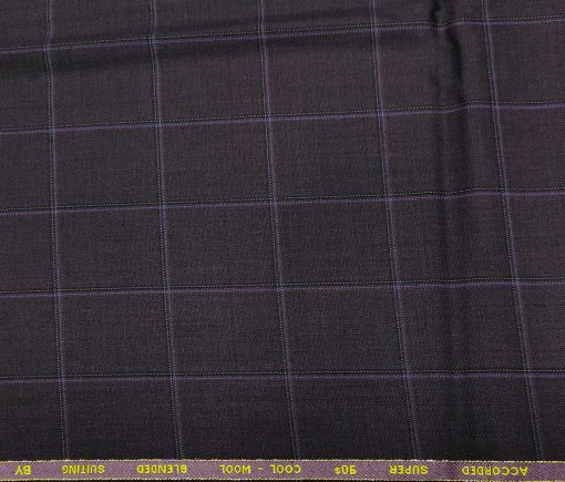 Cadini Italy Men's Wool Checks  Super 90's Unstitched Trouser or Modi Jacket Fabric (Dark Purple