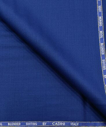 Cadini Italy Men's Wool Structured  Super 100's Unstitched Trouser or Modi Jacket Fabric (Royal Blue