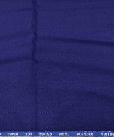 Cadini Italy Men's Wool Structured  Super 90's Unstitched Trouser or Modi Jacket Fabric (Royal Blue