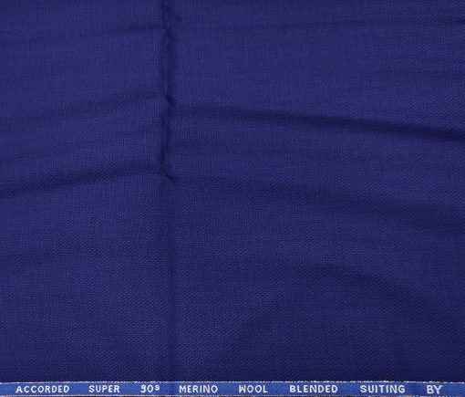 Cadini Italy Men's Wool Structured  Super 90's Unstitched Trouser or Modi Jacket Fabric (Royal Blue