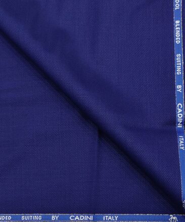 Cadini Italy Men's Wool Structured  Super 90's Unstitched Trouser or Modi Jacket Fabric (Royal Blue