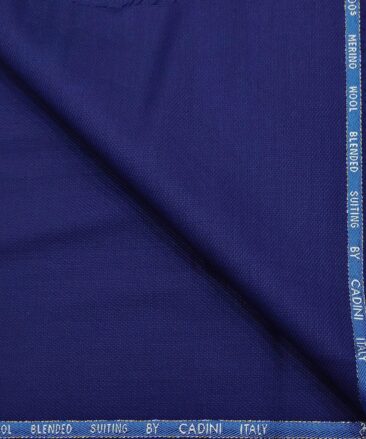 Cadini Italy Men's Wool Structured  Super 100's Unstitched Trouser or Modi Jacket Fabric (Royal Blue