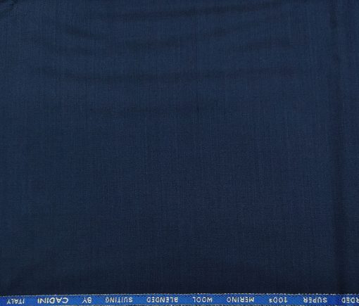 Cadini Italy Men's Wool Solids  Super 100's Unstitched Trouser or Modi Jacket Fabric (Navy Blue