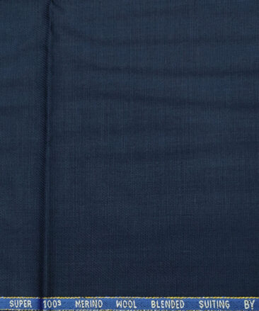 Cadini Italy Men's Wool Structured  Super 100's Unstitched Trouser or Modi Jacket Fabric (Dark Blue