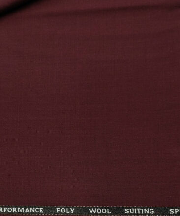 Cadini Italy Men's Wool Solids  Unstitched Trouser or Modi Jacket Fabric (Dark Maroon