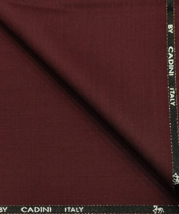 Cadini Italy Men's Wool Solids  Unstitched Trouser or Modi Jacket Fabric (Dark Maroon