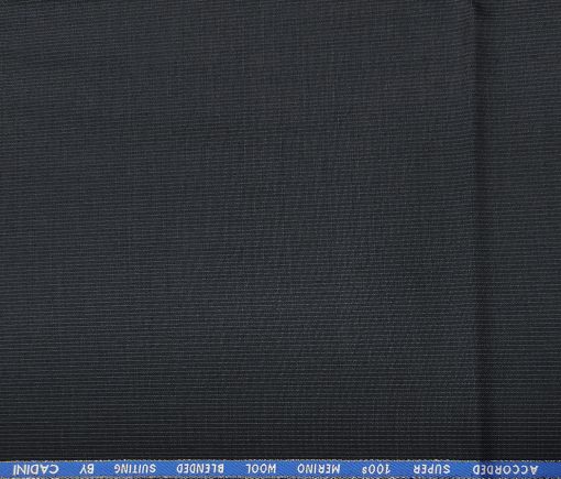 Cadini Italy Men's Wool Striped  Super 100's Unstitched Trouser or Modi Jacket Fabric (Dark Blue