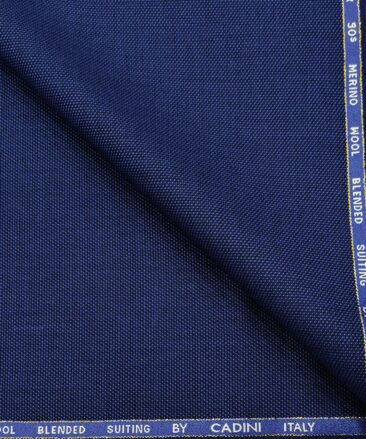 Cadini Italy Men's Wool Structured  Super 90's Unstitched Trouser or Modi Jacket Fabric (Royal Blue