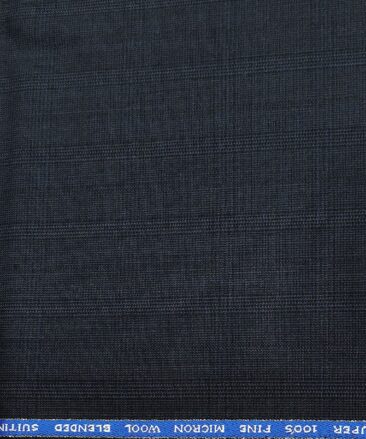 J.Hampstead Men's Wool Checks  Super 100's Unstitched Trouser Fabric (Dark Blue