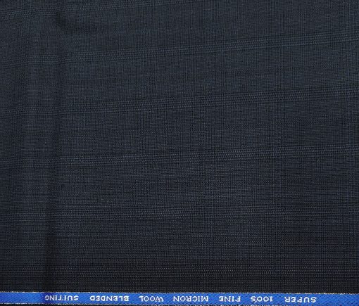 J.Hampstead Men's Wool Checks  Super 100's Unstitched Trouser Fabric (Dark Blue