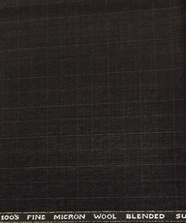 J.Hampstead Men's Wool Checks  Super 100's Unstitched Trouser Fabric (Dark Wine