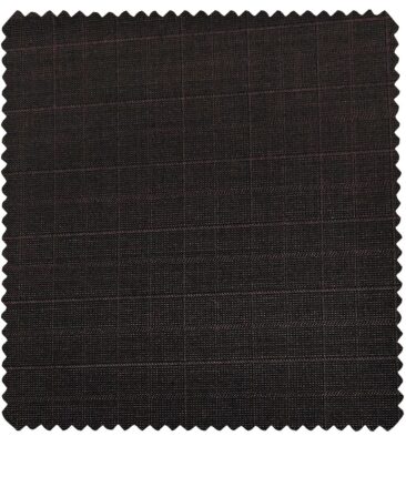 J.Hampstead Men's Wool Checks  Super 100's Unstitched Trouser Fabric (Dark Wine