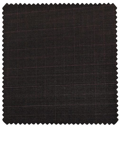 J.Hampstead Men's Wool Checks  Super 100's Unstitched Trouser Fabric (Dark Wine